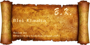 Blei Klaudia névjegykártya